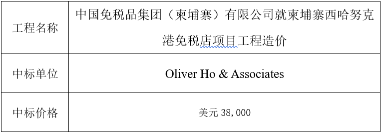 柬埔寨西港 - 造價(jià)中標(biāo)公告